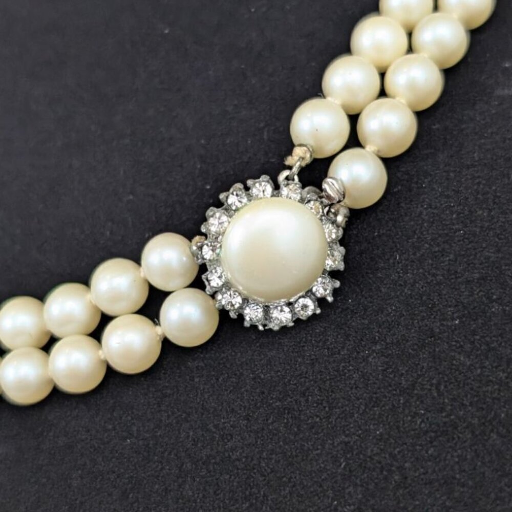 Vintage 2-Strand Faux Pearl Pearl Necklace - Picture 1 of 5